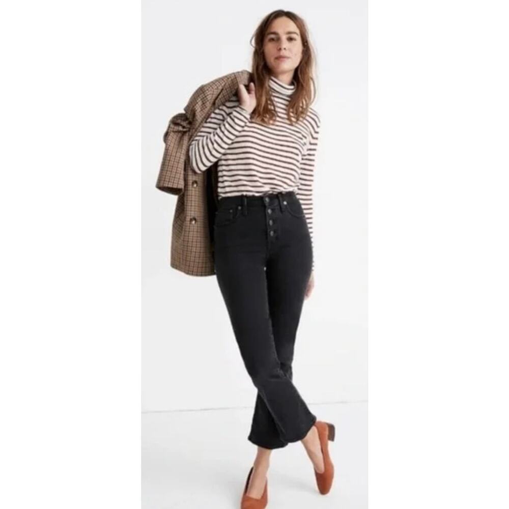Madewell Cali-Demi Boot Cut Jean button fly in faded black, Size 29